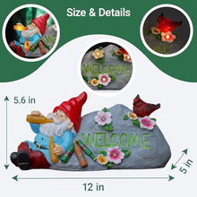 Load image into Gallery viewer, Elegondrar Funny Garden Gnomes Statue with Welcome, Solar Outdoor Gnomes Decorations for Yard, Patio, Lawn, Fathers Day Birthday Housewaming Gifts for Dad, Men, Husband, Grandpa, 11.8 Inch, Resin