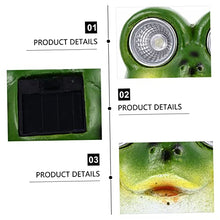 Load image into Gallery viewer, Happyyami Creative Solar Powered Frog Garden Lantern Green Resin Statue for Outdoor Decor for Patio Lawn and Pathway Lighting Elegant Solar Garden Ornament with