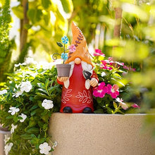 Load image into Gallery viewer, Solar Gnome, Creative Garden Gnome Dwarf Holding Flower Pot, Resin Decorative Solar Light Sculpture Gnomes Outdoor Faceless Doll for Patio, Lawn, Yard, and Doorway, 6.06x5.51x12.79 Inches
