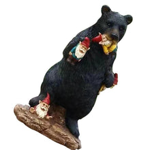 Load image into Gallery viewer, Froiny Black Bear Eating Gnomes Funny Statue Resin Ornaments Decoration Indoor Outdoor Garden Lawn Patio Outdoor Decorations