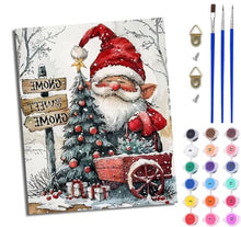 Load image into Gallery viewer, WJWWANG Paint by Numbers for Adults 16x20inch DIY Paint by Numbers Kits Christmas Tree and Gnomes for Beginner on Canvas Oil Painting with Paintbrushes for Home Decoration