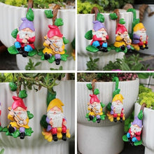 Load image into Gallery viewer, Mellsunny 3Pcs Cute Climbing Gnomes Plant Pot Hanger Figurines Resin Hanging Gnomes Playing Music Statue Planter Pot Decorations for Home Garden Patio Lawn Yard Ornaments (Gnome Playing Music)