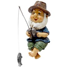 Load image into Gallery viewer, Caffney Fishing Gnome Garden Gnome Statue Naughty Gnome Garden Figurine Dwarf Sculpture Resin Ornament for Lawn Yard Balcony Porch Patio Home Indoor Outdoor Decorations