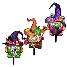 Load image into Gallery viewer, Toyvian 3Pcs Halloween Gnome Stakes Durable Acrylic Garden Signs for Outdoor Decor for Yards and Lawns Easy to Install Halloween Decorations