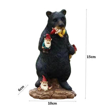 Load image into Gallery viewer, PiniceCore Black Bear Eating Gnomes Funny Statue Resin Ornaments Decoration Indoor Outdoor Garden Lawn Patio