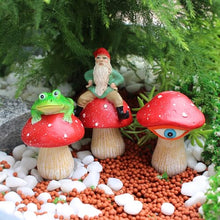 Load image into Gallery viewer, kaiwern Fairy Garden Accessories, 3 Pack Mini Frog and Gnome Mushroom Statues, Cute Animal Figurines Garden Planter Decor, Miniature Fairy Sculpture Decoration for Flower,Yard,Lawn Ornament, DIY Gift