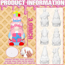 Load image into Gallery viewer, VioraWhite 6 Sets Happy Birthday Gnome Ceramics to Paint Ready to Paint Your Own Ceramic Gnome Statues DIY Unpainted Ceramics Paintable Birthday Gnome Figurines Kit Crafts with Brush Paint for Adults