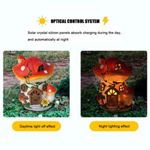 Load image into Gallery viewer, mushrooms Fairy House with Solar Lights Resin Garden Onament Solar Powered mushrooms House Figurines Garden Decor for Patio Yard, Garden Statue