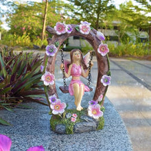 Load image into Gallery viewer, VEEKI Garden Statue Outdoor, Cute Solar Fairy Statue Resin Figurine Lights Outdoor Waterproof, Outdoor Decor Sculpture for Garden Yard Patio Lawn, Fairy Gifts for Mom Grandma Women