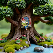 Load image into Gallery viewer, Funny Garden Accessories Santa Gnome Drinking on Window Statue - Weatherproof Outdoor Garden Tree Decor for Yard, Lawn, Porch - Hanging Tree Wall Decoration -Gift for Men, Women, Gnome Lovers