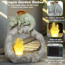 Load image into Gallery viewer, VEEKI Solar Dragon Garden Statues Outdoor, Resin Dragon Statue Solar Figurine Lights Outdoor Waterproof, Solar Sculpture Dragon Decor for Garden Yard Patio, Dragon Gifts for Mom Grandma Women