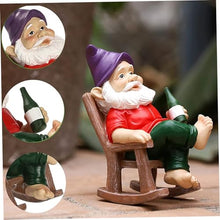 Load image into Gallery viewer, MOUNTTU Funny Garden Gnomes Decoration Statue Resin Rocking Chair Dwarf Ornament Mini Garden Gnome Statue Ornaments