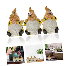 Load image into Gallery viewer, Happyyami 3pcs Garden Gnome Statue Decorative Bee Gnome Figurine White Beard Resin Dwarf Ornaments for Fall Decor Indoor and Outdoor Thanksgiving Display