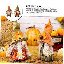 Load image into Gallery viewer, Cabilock 2pcs Decorative Gnome Dolls for Thanksgiving Knitted Fall Gnome Ornaments Maple Leaf Hats Harvest Festival Decor for Home and Garden