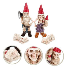Load image into Gallery viewer, COSMEVIVI 1set Garden Gnome Skeleton Statue Resin Halloween Decoration for Outdoor and Indoor Use for Spooky Garden Micro-landscapes Gnome Figurine Lifelike Design Great for Halloween