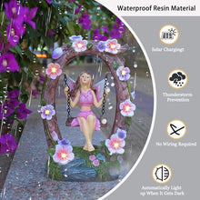 Load image into Gallery viewer, VEEKI Garden Statue Outdoor, Cute Solar Fairy Statue Resin Figurine Lights Outdoor Waterproof, Outdoor Decor Sculpture for Garden Yard Patio Lawn, Fairy Gifts for Mom Grandma Women