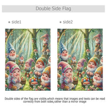 Load image into Gallery viewer, Cheerful Gnomes Green Yard Flags for Outside, Large Garden Flags, Outdoor Decorative Flags