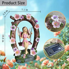 Load image into Gallery viewer, VEEKI Garden Statue Outdoor, Cute Solar Fairy Statue Resin Figurine Lights Outdoor Waterproof, Outdoor Decor Sculpture for Garden Yard Patio Lawn, Fairy Gifts for Mom Grandma Women