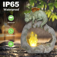 Load image into Gallery viewer, VEEKI Solar Dragon Garden Statues Outdoor, Resin Dragon Statue Solar Figurine Lights Outdoor Waterproof, Solar Sculpture Dragon Decor for Garden Yard Patio, Dragon Gifts for Mom Grandma Women