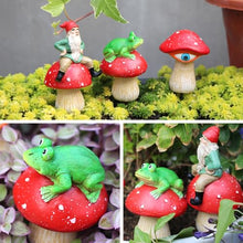 Load image into Gallery viewer, kaiwern Fairy Garden Accessories, 3 Pack Mini Frog and Gnome Mushroom Statues, Cute Animal Figurines Garden Planter Decor, Miniature Fairy Sculpture Decoration for Flower,Yard,Lawn Ornament, DIY Gift