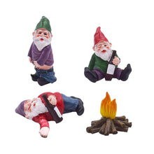 Load image into Gallery viewer, REOVE 4pcs Gnomes Statue Miniature Garden Decoration Ornament Fairy Garden Accessories Collectible Outdoor Micro Landscape Decoration Set Gnome-Drunk Gnome Kit for Gift House Yard Lawn Patio
