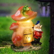 Load image into Gallery viewer, VINIUSIKI Garden Statues Mushroom House Gnome with Solar Light, LED Outdoor Fairy House Statue for Lawn,Balcony-Yard Art Patio Decor, Outdoor Easter Decorations Gifts for Mom Women
