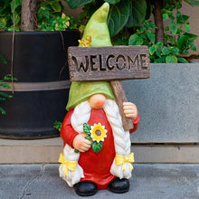 Load image into Gallery viewer, WONDHOME 22" Solar Large Gnome Lady Garden Statue Big Female Gnome with Welcome Sign Outdoor Decor with LED Lights Home Porch Yard Patio Lawn Ornament Christmas Housewarming Gardening Gift