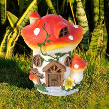 Load image into Gallery viewer, mushrooms Fairy House with Solar Lights Resin Garden Onament Solar Powered mushrooms House Figurines Garden Decor for Patio Yard, Garden Statue