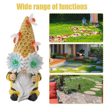 Load image into Gallery viewer, Gnome Statues Outdoor Solar, Bee Design Garden Gnome Figurines, Resin LED Lights Gnome Garden Sculpture, Solar Powered Gnome Statue, Sculpture Garden Decorations For Yard, Lawn, Patio