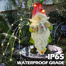 Load image into Gallery viewer, Joliyoou Solar Garden Statue Outdoor Decor, 10.2" H Resin Gnome with Watering Can & Solar Fairy Lights, Waterproof Standing Gnome Figurine for Lawn Yard Pathway Patio Front Door Decoration