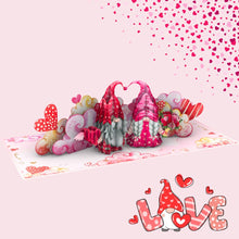 Load image into Gallery viewer, Three Dee Cards - Gonk Anniversary 3D Pop Up Card - Valentines Day For Her, Engagement, Congratulations on Wedding card, Wife Birthday, Couple Pop-up Gnome Greeting Card