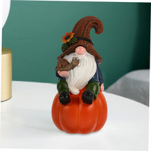 Load image into Gallery viewer, Cabilock Gnome Ornaments for Garden Decor Resin Pumpkin Gnome Statue Fall Style for Outdoor Use