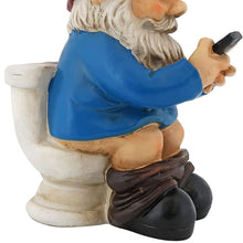 Load image into Gallery viewer, Garden Ornaments, Funny Garden Gnome Ornament Naughty Garden Gnome on a Toilet Garden Gnome Figurine Funny Gnomes Set for Yard Lawn