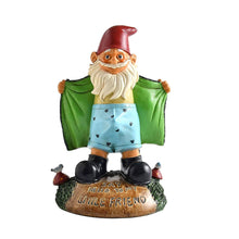 Load image into Gallery viewer, Funny Garden Gnome Statue Resin Gnomes Figurines SAY Hello to My Little Friend Indoor Ornament Gift Outdoor Garden Decorations for Home Patio Yard Lawn Porch (Green)