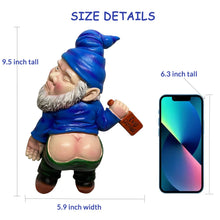 Load image into Gallery viewer, MINICAR 9.5'' Drunk Gnomes Statues Outdoor Decor, Funny Knome Sculptures Yard Decorations Lawn Patio Dwarf Ornament for Housewarming Mother's Father's Day Weird Garden Gift(Blue)