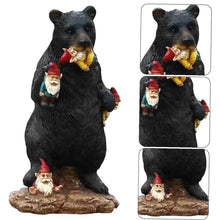 Load image into Gallery viewer, Froiny Black Bear Eating Gnomes Funny Statue Resin Ornaments Decoration Indoor Outdoor Garden Lawn Patio Outdoor Decorations