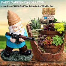 Load image into Gallery viewer, GAZETSZ Garden Gnomes, 4.5inch Gnome Statues, Military Gnome with Gun, Funny Army Gnomes Decorations for Yard, Indoor Outdoor Halloween Christmas Thanksgiving Gifts (Red+Yellow+Blue)
