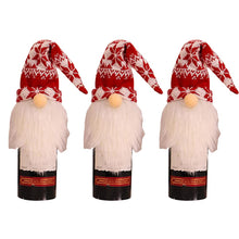 Load image into Gallery viewer, Fair Isle 3 Pieces Christmas Elf Gonk Gnome Wine Gin Bottle Bag Top/Topper Cover! for Christmas Eve/Day Table Xmas! Festive Dinner Party Gift Bag Decorations Secret Santa