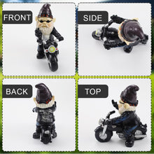 Load image into Gallery viewer, agctrler Biker Gnomes Garden Ornaments, 13 cm Funny Gnome Riding Motorcycle Outdoor Statues, Resin Dwarf Figurine Riding Motorcycle, Waterproof Gnome Figurine for Garden Yard Patio Lawn Decoration