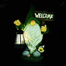 Load image into Gallery viewer, ASAWASA Gnomes Decorations for Yard with Solar LED Light, 10.8" Large Outdoor Funny Garden Lawn Gnome Decor with Welcome Sign