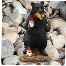Load image into Gallery viewer, PiniceCore Black Bear Eating Gnomes Funny Statue Resin Ornaments Decoration Indoor Outdoor Garden Lawn Patio