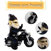 Load image into Gallery viewer, agctrler Biker Gnomes Garden Ornaments, 13 cm Funny Gnome Riding Motorcycle Outdoor Statues, Resin Dwarf Figurine Riding Motorcycle, Waterproof Gnome Figurine for Garden Yard Patio Lawn Decoration
