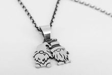 Load image into Gallery viewer, Garden gnome sterling silver pendant on a chain, lucky charm gonk