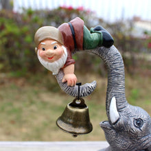 Load image into Gallery viewer, Meyas Garden Statues Garden Sculptures Garden Decoration Figures Desktop Ornament Figures Statues Elves Elephant Landscape Sculpture Decoration Gnome Elephant Bell Resin Statues Yard Balcony