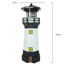 Load image into Gallery viewer, Syfunlv Solar Lighthouse Ornament Solar Revolving LED Lighthouse 10.6 x 3.5 inch,360 Degree Rotating Lighthouse Decoration, Best Lighthouse Gifts for Children (Black)