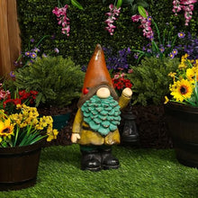 Load image into Gallery viewer, Alpine Corporation MCC856SLR Solar Vintage Gnome Holding Lamp Garden Ornament Statuary wOrange Hat, Multi-Color