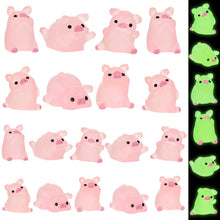 Load image into Gallery viewer, DREMISI 18 Pcs Mini Resin Luminous Pigs Fairy Garden Landscape Aquarium Decoration Potted Plant Decoration Glow in the Dark Miniature Figurines Ornament for DIY Garden Dollhouse Christmas (Light Pink)