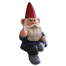 Load image into Gallery viewer, Candy Creations On Cloud 9 Grumpy Seated Garden Gnome Giving Middle Finger, Funny Angry Lawn Dwarf, Indoor or Outdoor Unique Decor