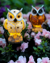Load image into Gallery viewer, Owl Solar Garden Stake Lights, 2 Pack Owl Outdoor Path Solar Powered Owl Stake Lights for Walkway Yard Lawn Landscape Lighting (White&Brown)
