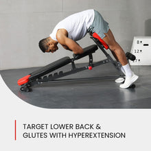 Load image into Gallery viewer, Finer Form Multi-Functional FID Weight Bench for Full All-in-One Body Workout – Hyper Back Extension, Roman Chair, Adjustable Ab Sit up Bench, Incline Decline Bench, Flat Bench